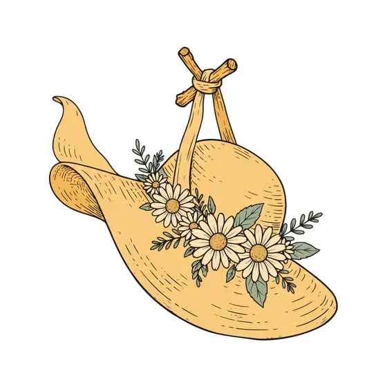Floppy Straw Hat Hanging On Peg