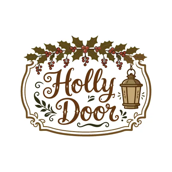 Holly Door Label With Lantern Right