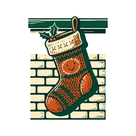 Green Knit Stocking With Smiley Patch