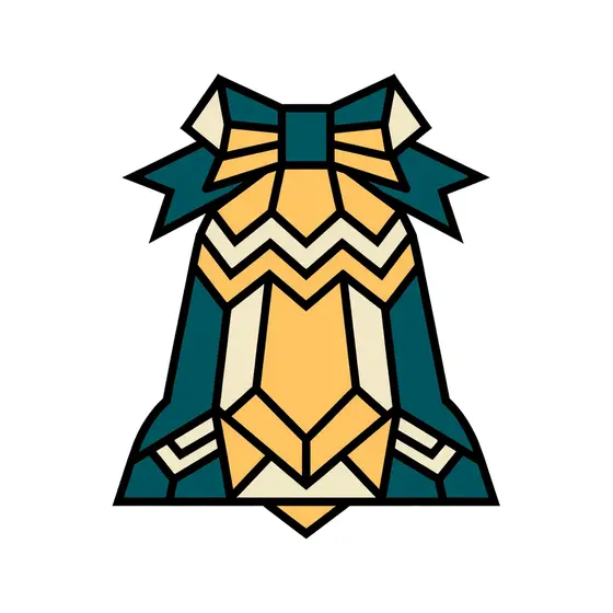 Elongated Geometric Bell With Ribbon