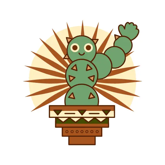 Waving Cactus With Sunburst Rays