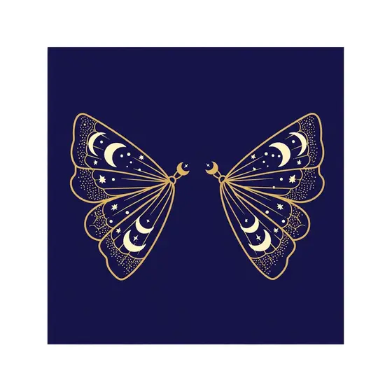 Gold Moth Pair on Navy