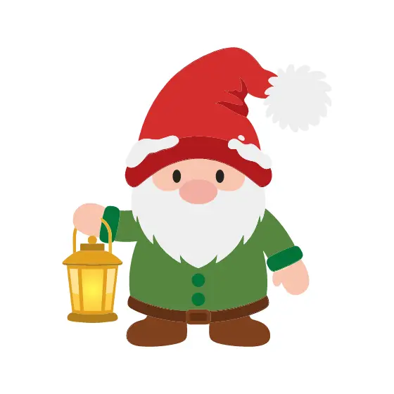 Christmas Gnome with Lantern and Snowy Hat