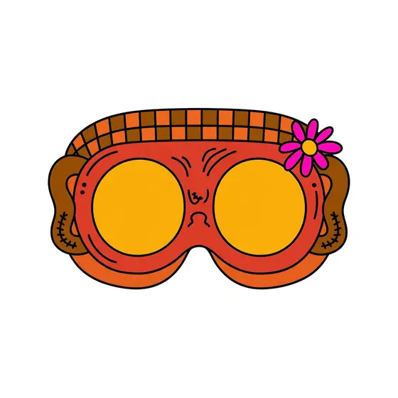 Round Lens Goggles With Pink Daisy