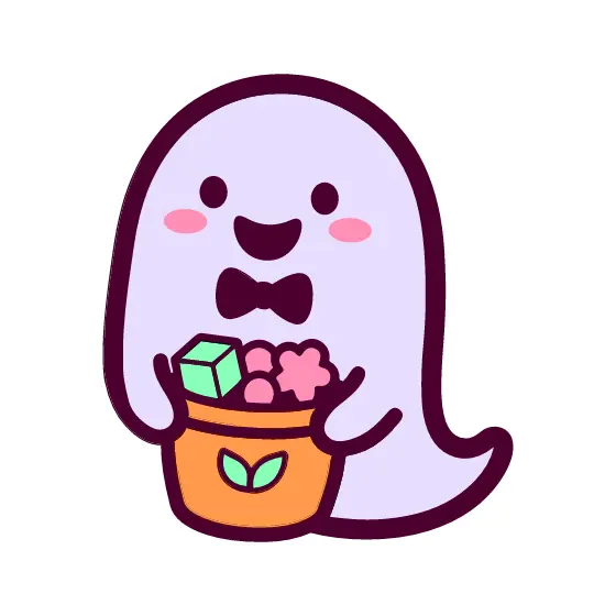 Smiling Ghost Carrying Treat Basket