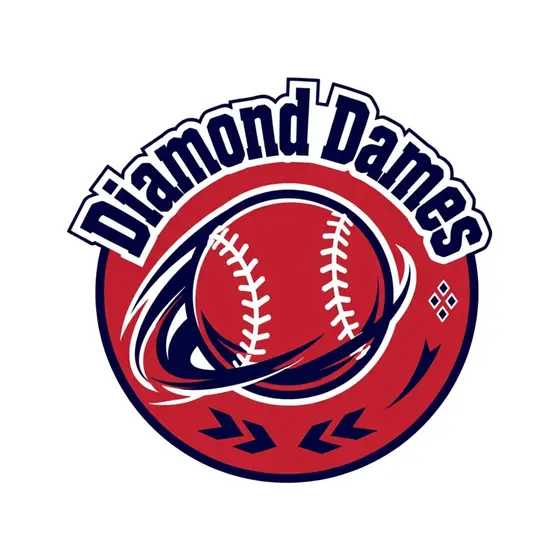 Red Circle Softball With Navy Swoosh