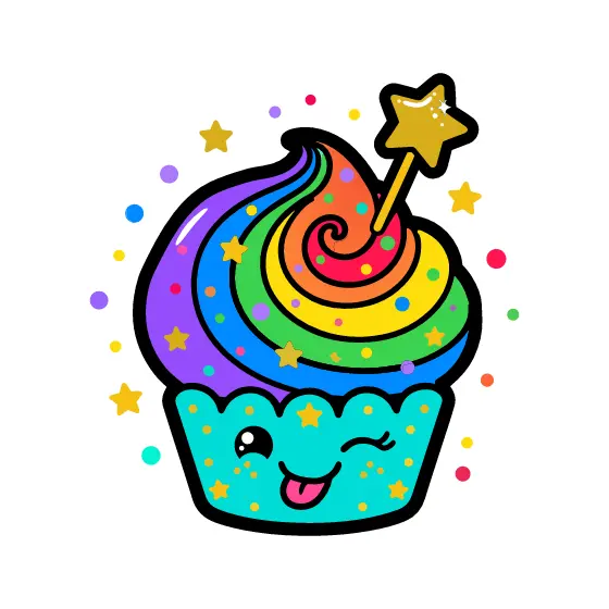 Cyan Cupcake with Swirled Wand Topper