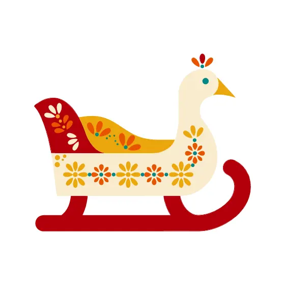 Cream Bird Sled With Red Runners