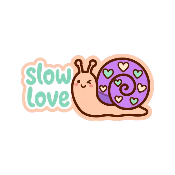 Winking Peach Snail With Mint Lettering