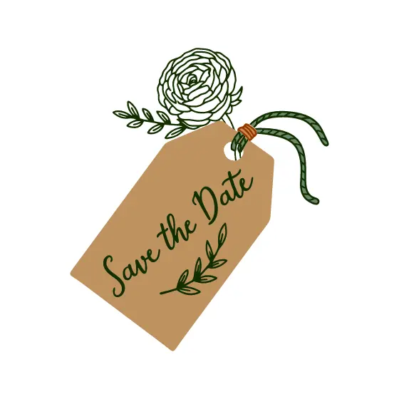 Tilted Ranunculus Tag Dark Outline