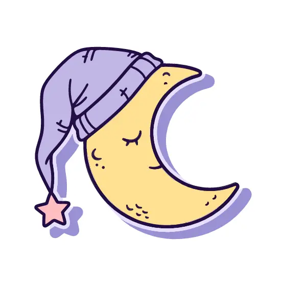 Yellow Crescent Moon In Lavender Nightcap