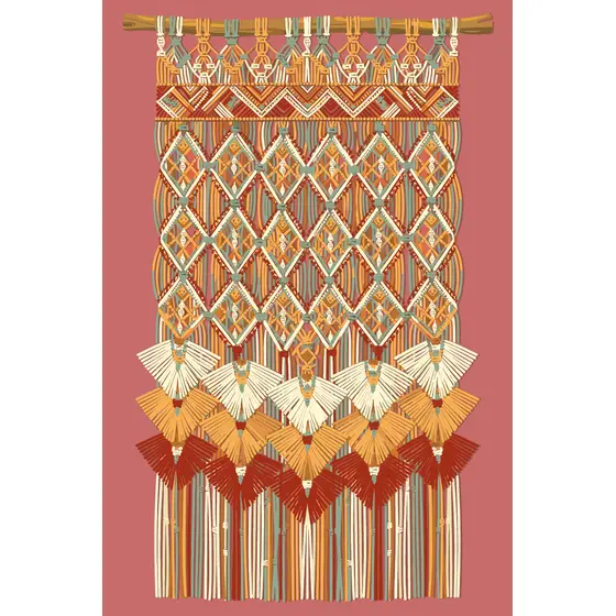 Ochre Cream Rust Macrame Wall Hanging