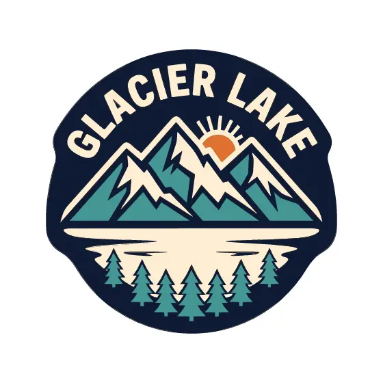 Glacier Lake Mountain Sunset Badge