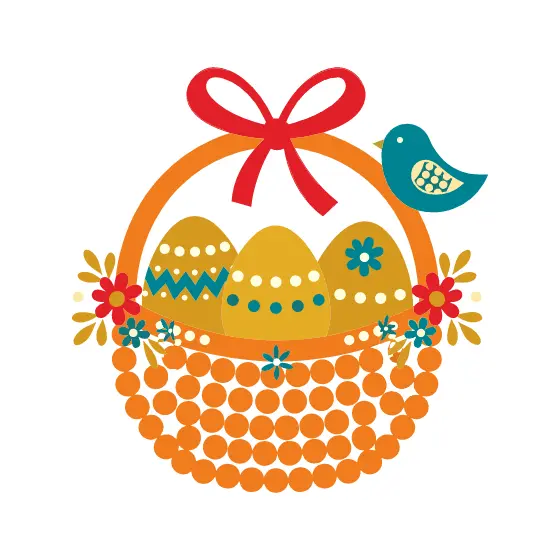 Woven Basket With Painted Eggs