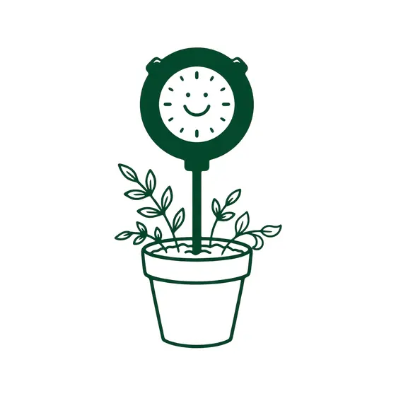 Round-Head Meter Smiling Over Sprouting Pot