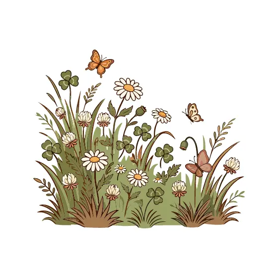 Wildflower Meadow With Daisies and Clover