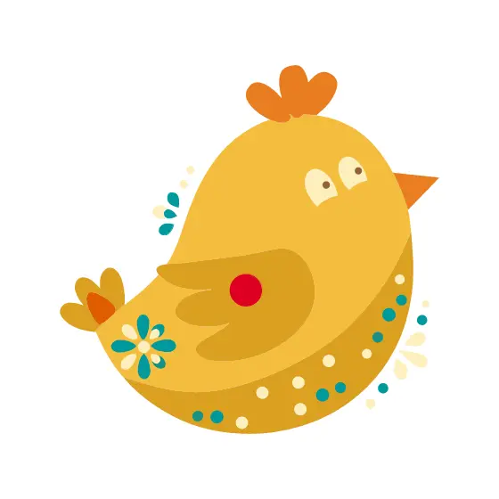 Plump Mustard Chick With Red Dot