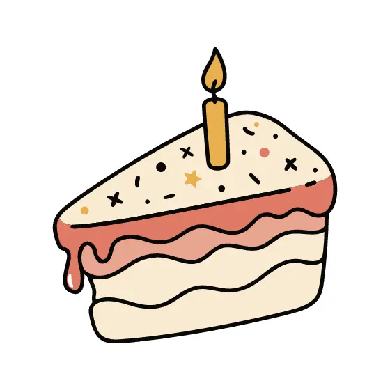 Cake Slice With Candle And Drip