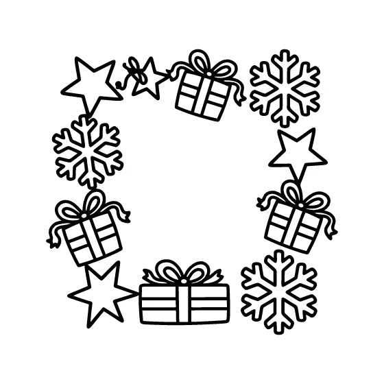 Stars Snowflakes and Gifts Square Frame