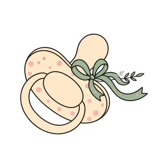 Cream Pacifier With Sage Bow