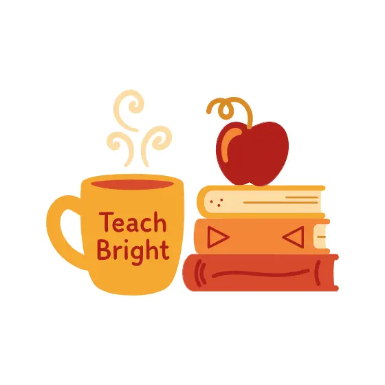 Yellow Mug and Red Apple Book Stack