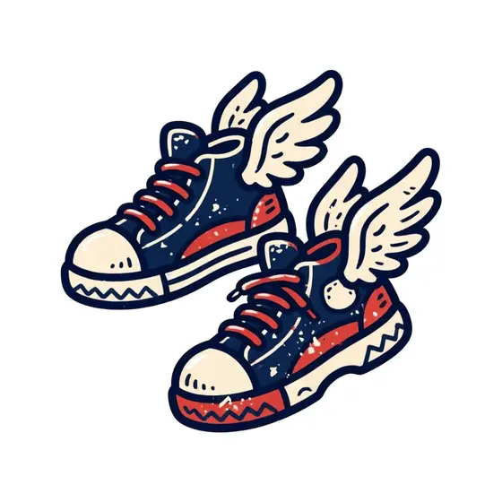 Winged Sneakers With Red Laces