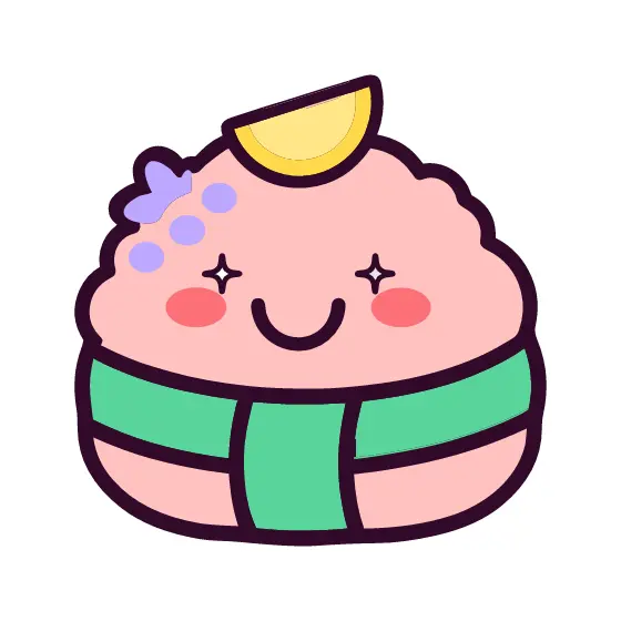 Kawaii Sushi Roll Character With Lemon