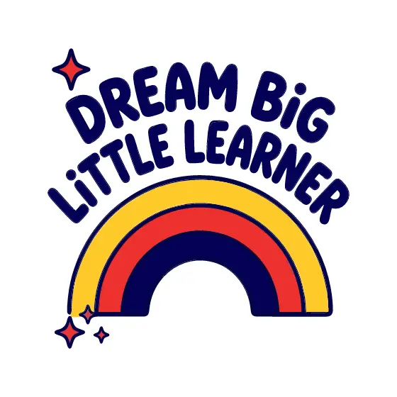 Dream Big Rainbow With Red Sparkle Stars