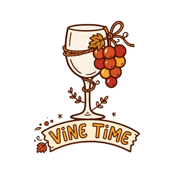 Vine Time Wine Glass With Side Grapes