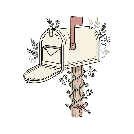 Cream Mailbox With Blossom Vine Post