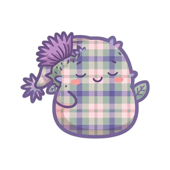 Sleepy Lavender Tartan Thistle Sticker