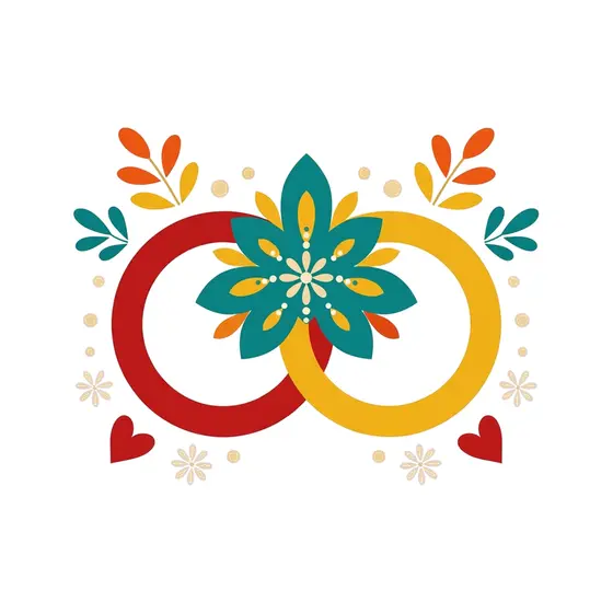 Red and Yellow Rings With Leaves