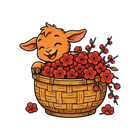 Laughing Goat Kid In Blossoms