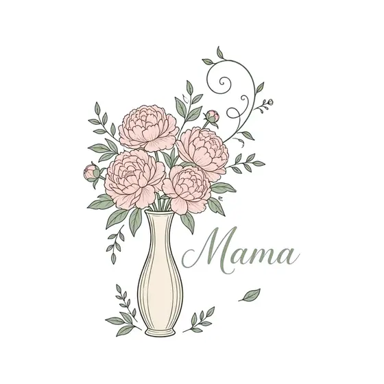 Peony Vase With Mama Script