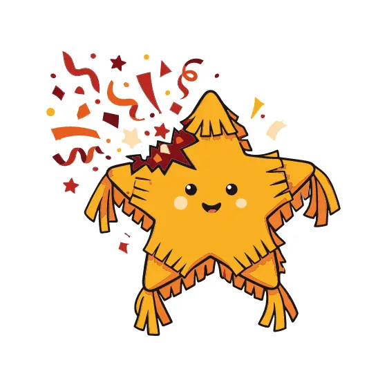 Golden Yellow Smiling Piñata Star