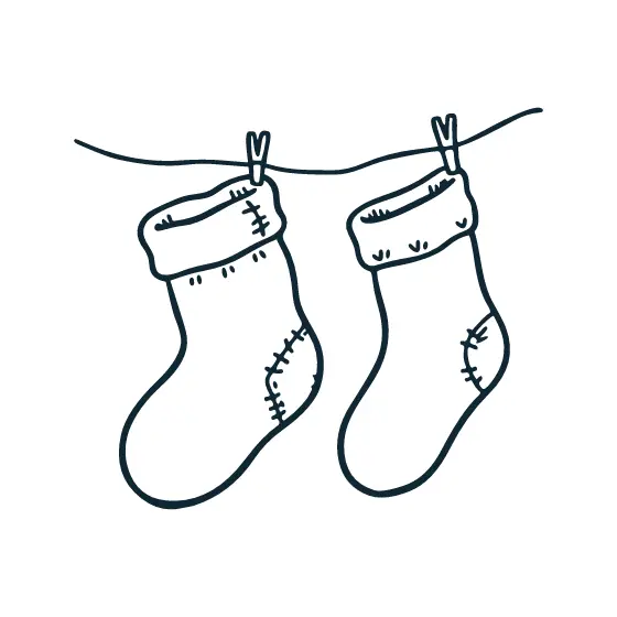 Pair of Darned Socks on Clothesline