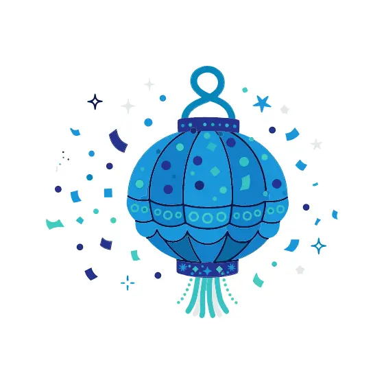 Cerulean Paper Lantern With Tassels