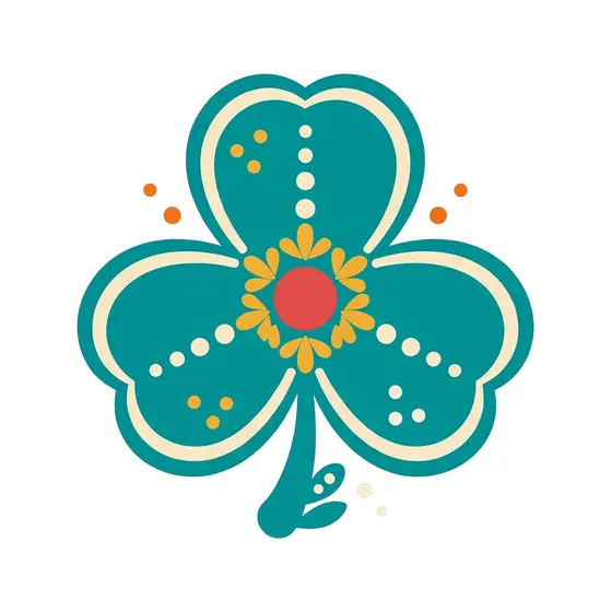 Teal Clover With Cream Outline
