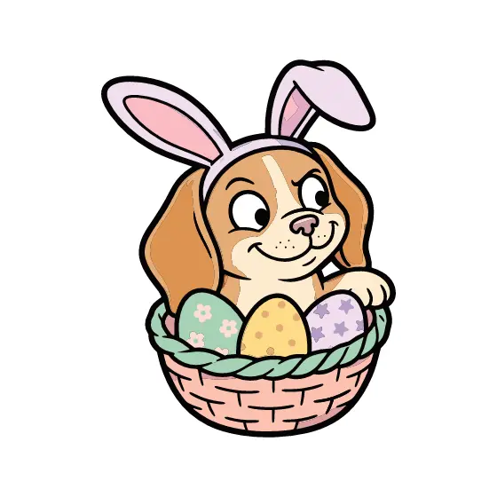 Beagle Peeking From Easter Basket