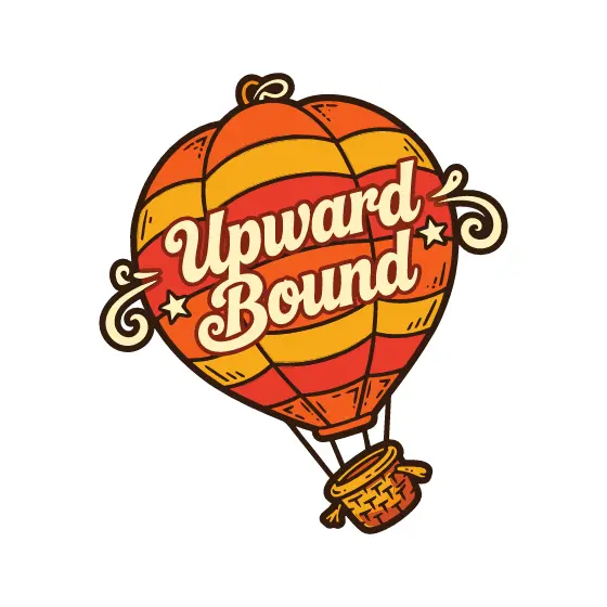 Striped Hot Air Balloon With Upward Bound