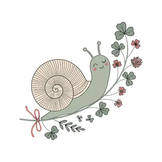 Smiling Snail With Clover Sprig