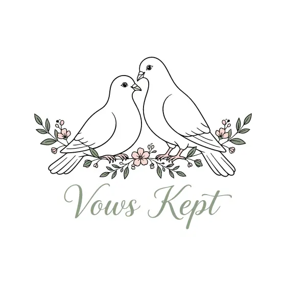 Two Doves Perched With Vows Kept Stacked