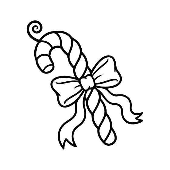 Candy Cane With Bow Tilted