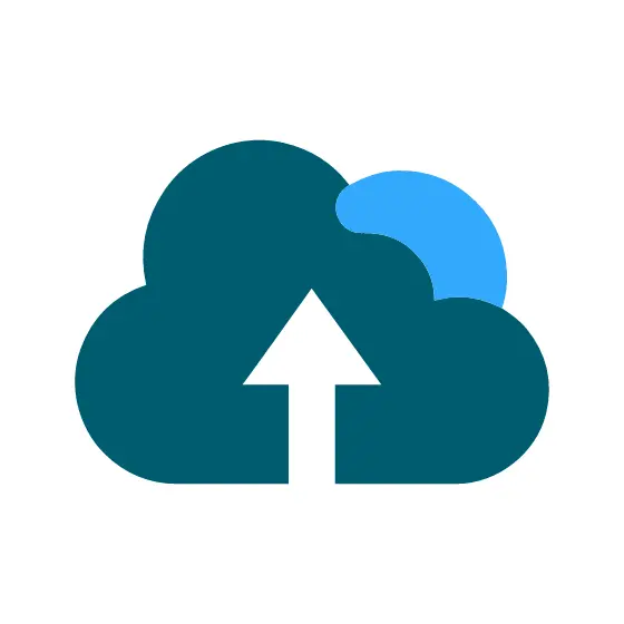 Teal Cloud Upload Icon with Blue Accent