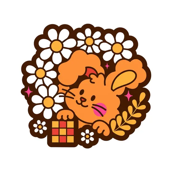 Orange Bunny Peeking Through Daisies