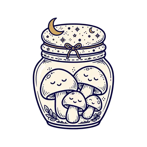 Mushroom Jar With Bow and Leaves