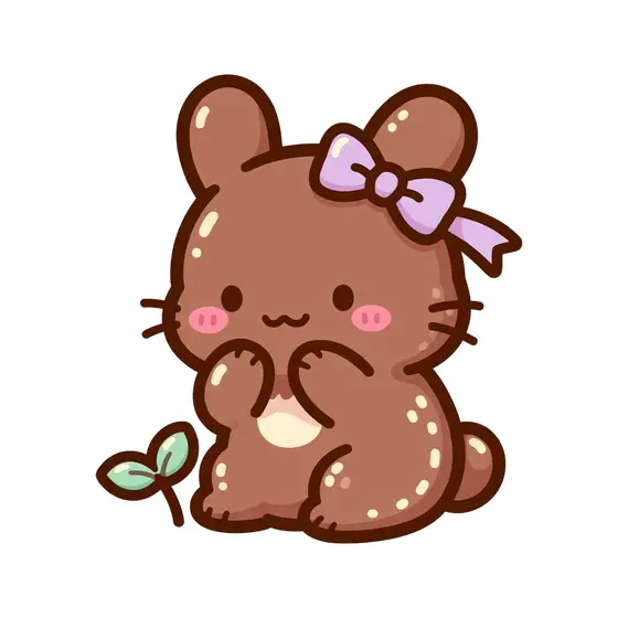 Chocolate Bunny Mint Sprout Sitting Pose