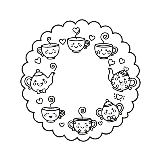 Polka Dot and Starry Teapot Border