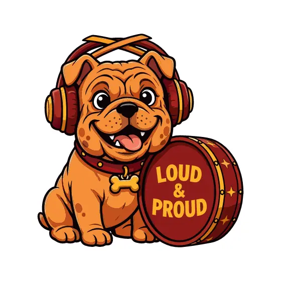 Grinning Bulldog With Dog Tag Collar
