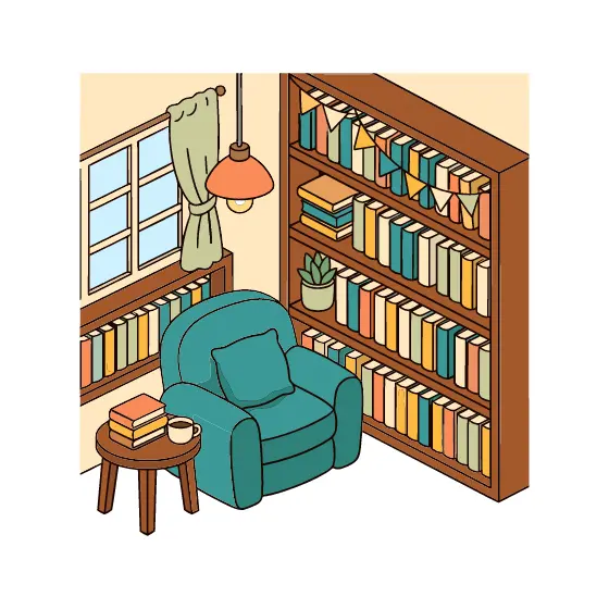 Teal Armchair Reading Nook Scene